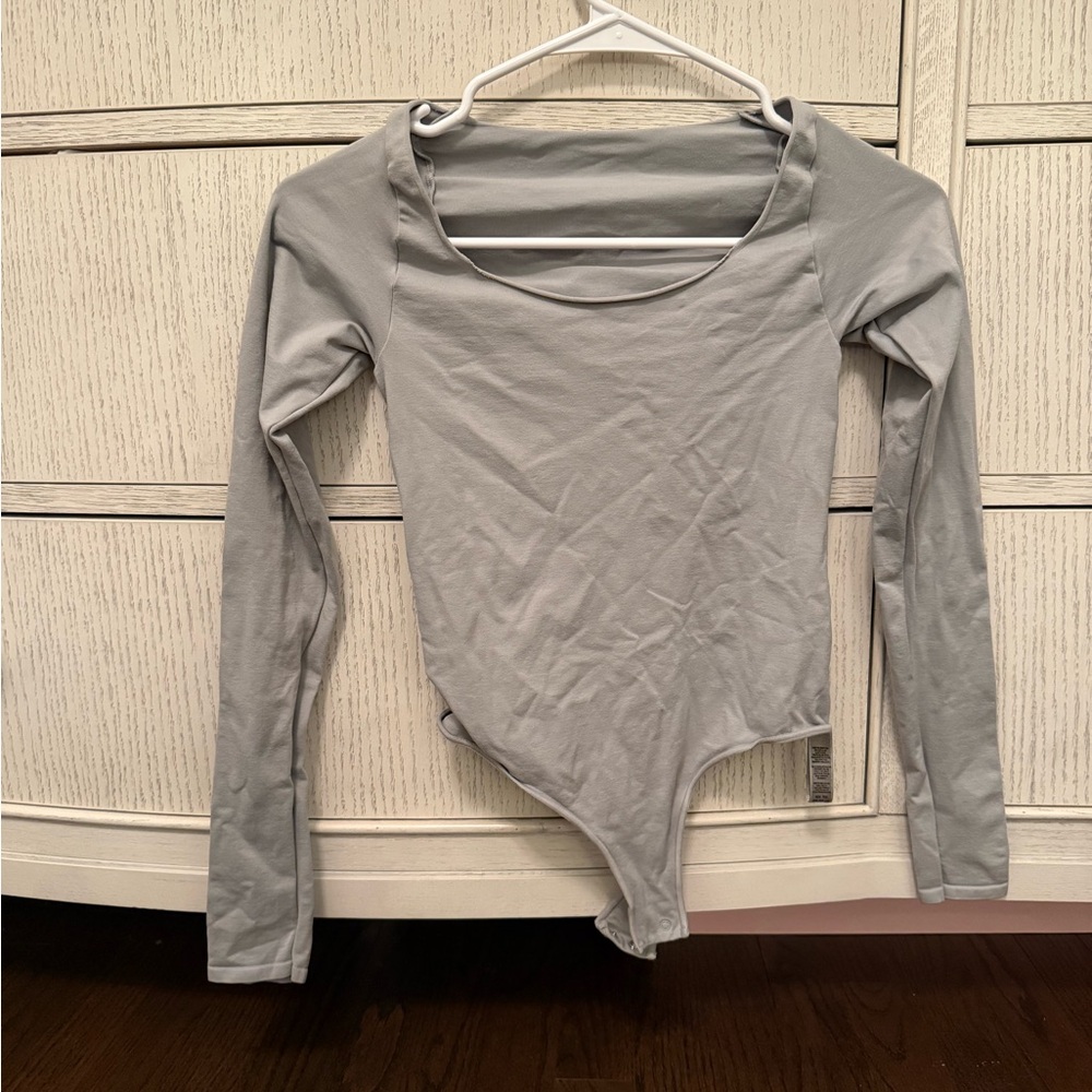 SKIMS Gray Long Sleeve Bodysuit